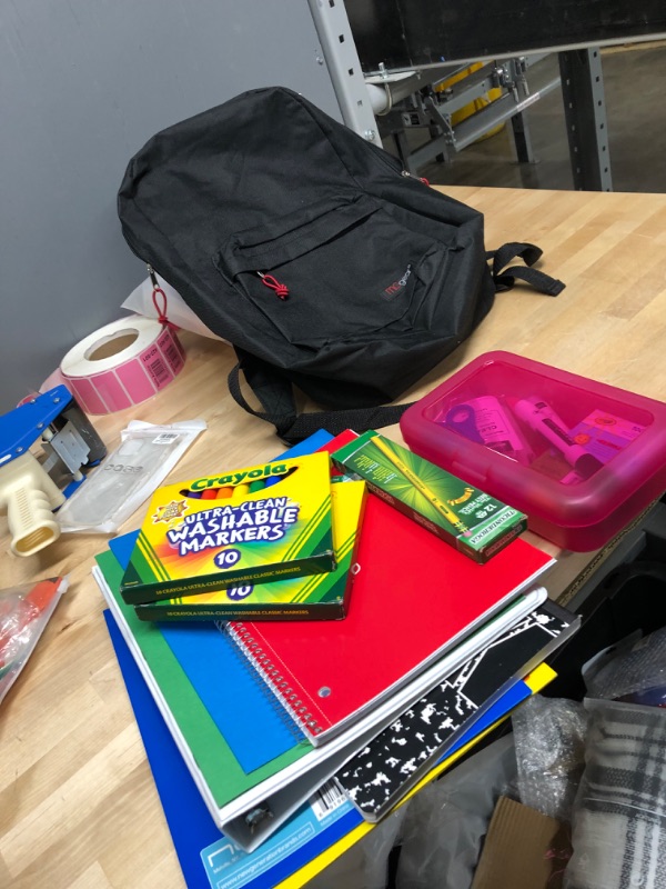 Photo 2 of **COLOR DIFFERENT FROM STOICK PHOTO**
Wholesale 16.5 Inch Backpacks, MGgear Bulk School Bag,  Black backpack With school accessories, pencil, books, etc. SOLD AS SET, NON-REFUNDABLE