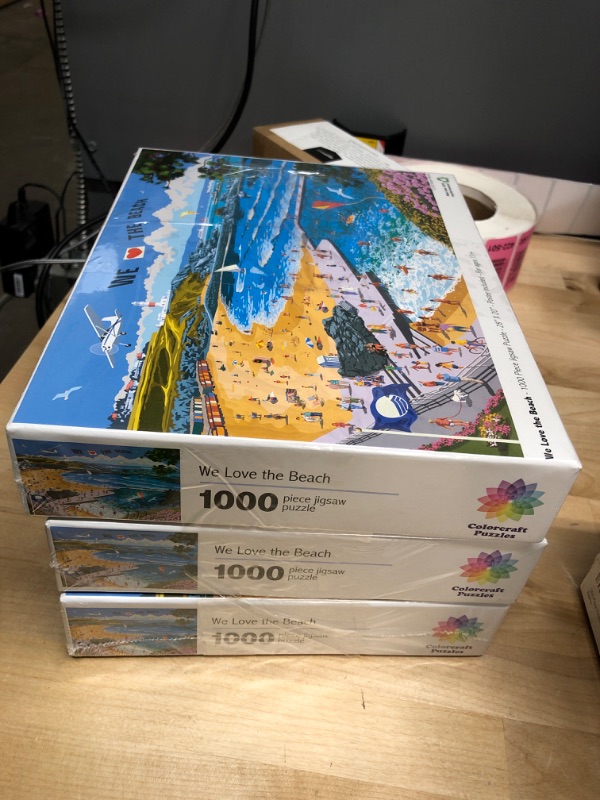 Photo 2 of **SET OF 3**
Colorcraft Puzzles - We Love The Beach - 1000 Piece Jigsaw Puzzle - Themed Collections - Premium Puzzles for Adults - Bonus Poster Included - 27" x 19" (70 cm x 50 cm)