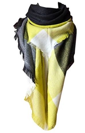 Photo 1 of SET OF 2, Wander Agio Womens Warm Long Shawl Winter Wraps Large Scarves Knit Cashmere Feel Plaid Triangle Scarf