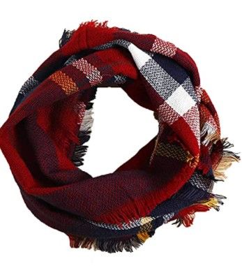 Photo 1 of 2 SET, Wander Agio Womens Winter Head Hair Wraps Infinity Circle Scarves Warm Plaid Scarf
