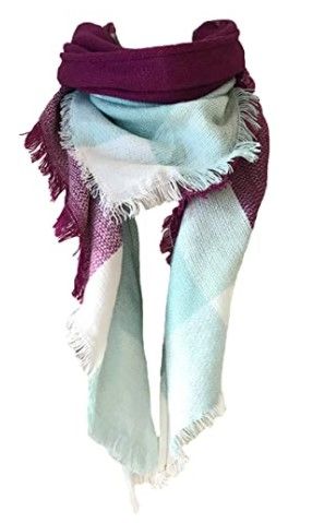 Photo 1 of 2 SET, Wander Agio Womens Warm Long Shawl Winter Wraps Large Scarves Knit Cashmere Feel Plaid Triangle Scarf
