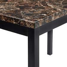 Photo 1 of FAUX MARBLE TOP AND METAL BASE DINING TABLE - BLACK FINISH WITH BROWN FAUX MARBLE

