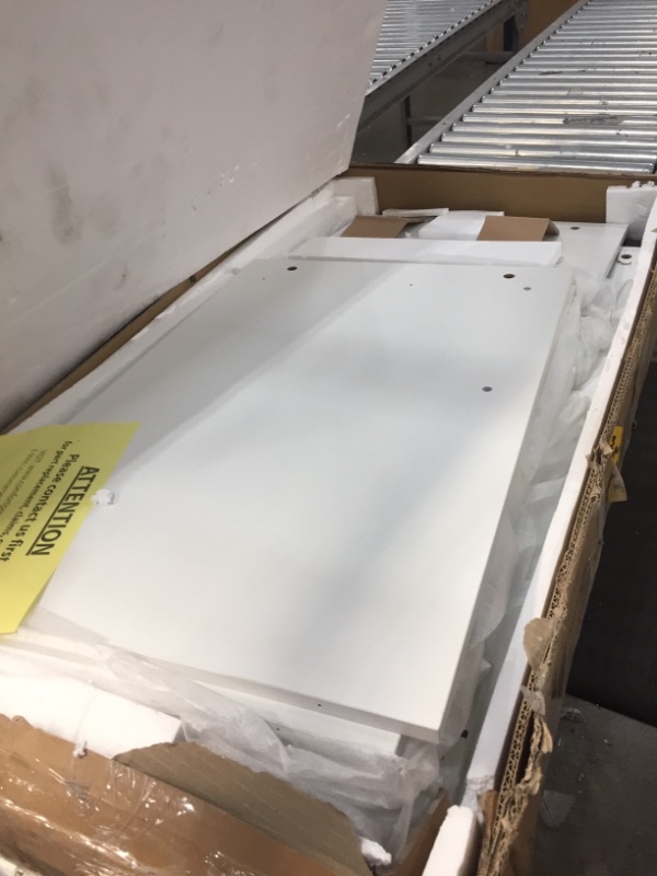 Photo 1 of 44 in. Rectangular White 1 Drawer Computer Desk with Keyboard Tray