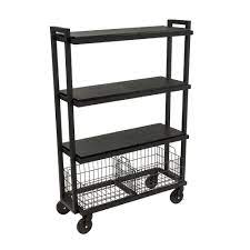 Photo 1 of Atlantic Cart System 4 Tier Cart - Wide Mobile Storage, Interchange Shelves and Baskets, Powder-Coated Steel Frame PN23350332 in Black
