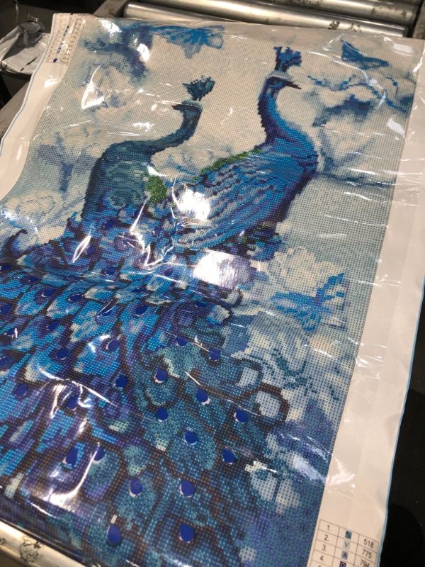 Photo 1 of 5D Diamond Painting Kits for Adults Large Size, 24x40 Inch Diamond Dotz Peacocks Kit Full Drill Cross Stitch Pattern, Bird Mosaic Making Bead Round Diamonds Art Rhinestone Dot Home Wall Decor 60x100cm
