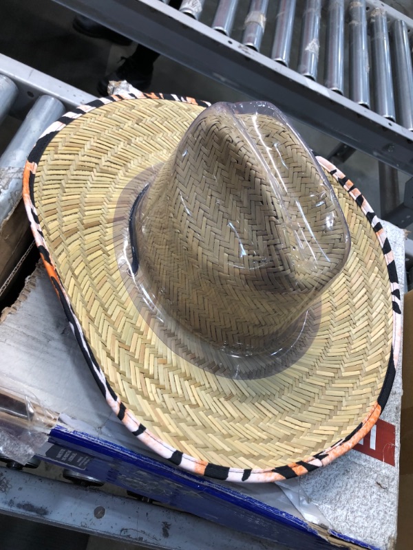 Photo 2 of  Straw Hat with inner Brim Print leopard 