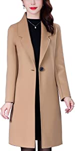 Photo 1 of Aprsfn Women's Elegant Mid-Length Slim Fit Wool Blend Coat Windproof Trench Coat size 6 