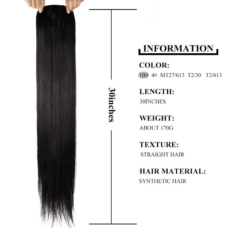 Photo 1 of **STOCK PICTURE NOT EXACT, FOR REFERENCE ONLY**
30" Straight Wrap Around Ponytail Extension #4 Darkest brown 