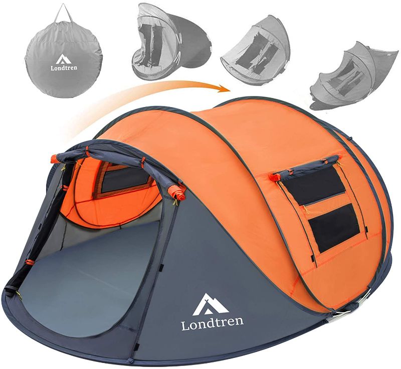 Photo 1 of 4 Person Easy Pop Up Tent Waterproof Automatic Setup 2 Doors-Instant Family Tents for Camping Hiking & Traveling
