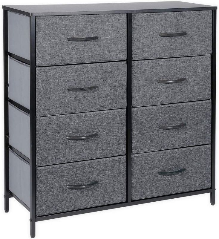 Photo 1 of Kamiler Dresser with 8 Drawers,4-Tier Wide Chests of Drawers,Tall Storage Organizer Tower Unit for Bedroom,Living Room,Hallway,Closets - Sturdy Steel Frame,Wood Top, Easy Pull Fabric Bins(Gray)
