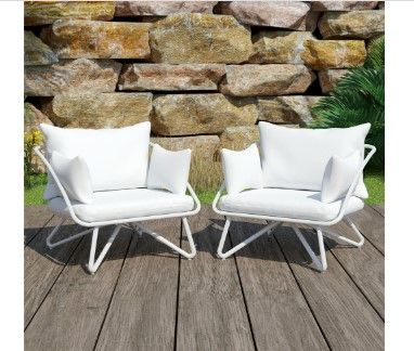Photo 1 of ***PARTS ONLY*** Novogratz Poolside Gossip Collection, Teddi Outdoor Lounge Chairs, 2-piece, White,,  Dimensions- lounge Chair: 30. 75"W x 30. 5"D x 32"H