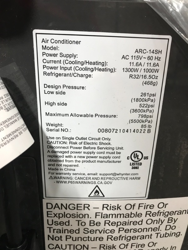 Photo 1 of Whynter ARC-14SH 14,000 BTU Dual Hose Portable Air Conditioner with Heater