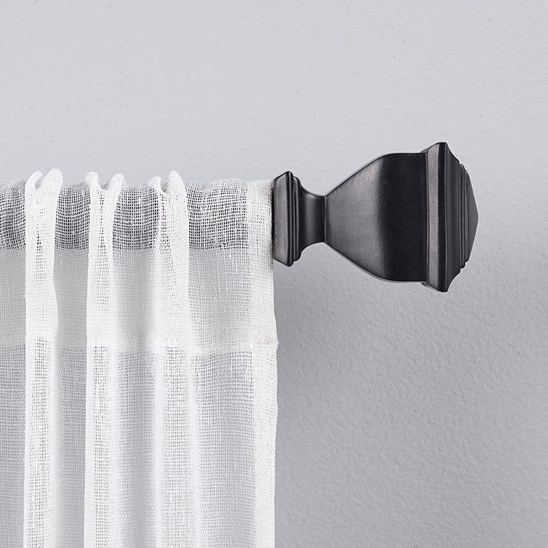 Photo 1 of 66"-120" Napoleon Adjustable Curtain Rod and Coordinating Finial Set Matte Black - Exclusive Home