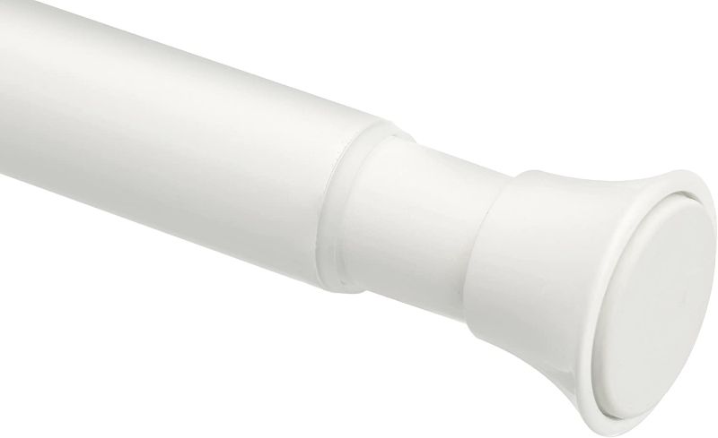 Photo 1 of Amazon Basics Tension Curtain Rod, Adjustable 78-108" Width - White, Classic Finial