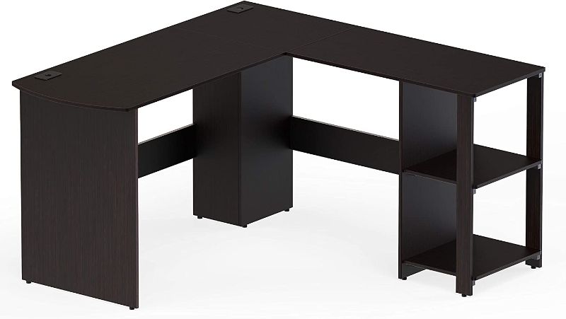 Photo 1 of Cryus L-Shaped Home Office Wood Corner Desk , Espresso,,  Measures 51" W x 19.7" D x 28.3 " H (51" overall depth)