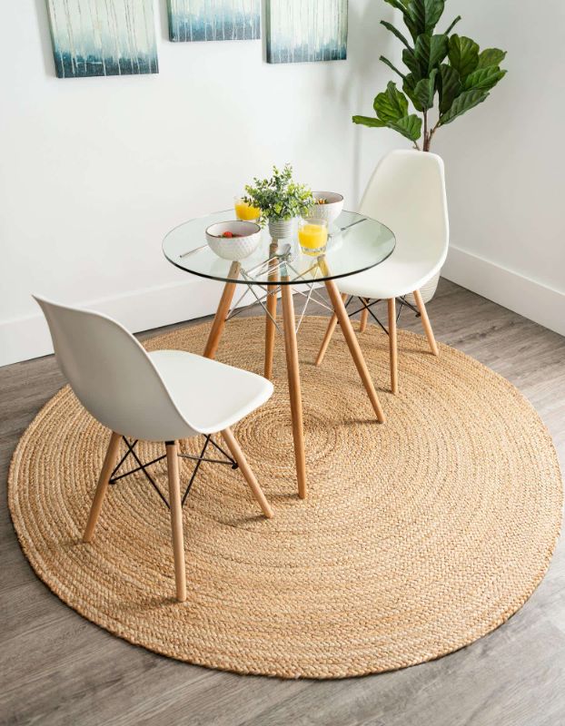 Photo 1 of 6' x 6' Braided Jute Round Rug,, Color: Nature