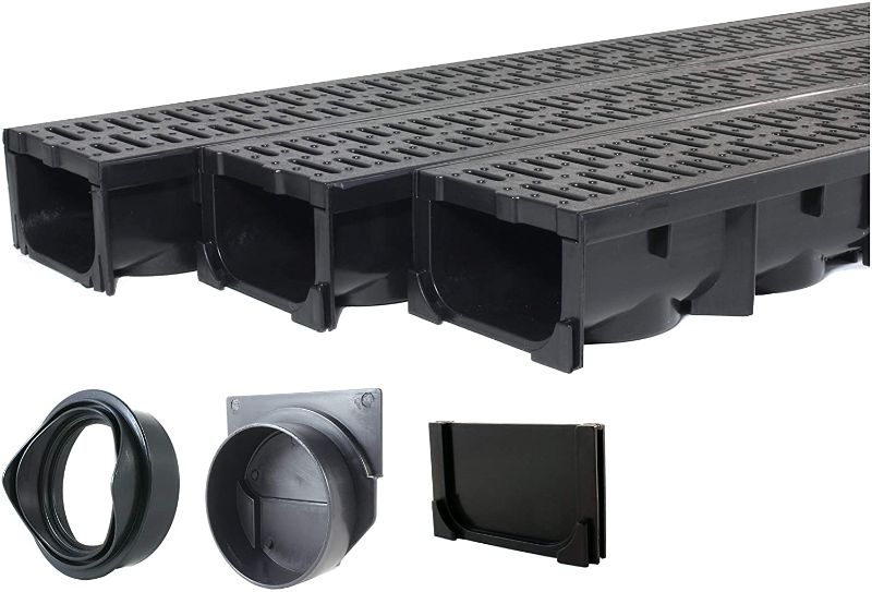 Photo 1 of Drainage Trench - Channel Drain With Grate - Black Plastic - 3 x 39" - (117" Total Length)