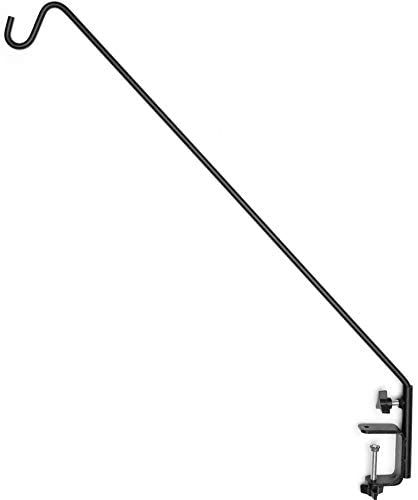 Photo 1 of Ashman Heavy Duty Deck Hook - 37 Inch Double Forged Metal Pole & Non-Slip Clamp, 360 Degree Swivel, Ideal for Bird Feeders, Planters, Suet Baskets, Lanterns, & Wind Chimes
