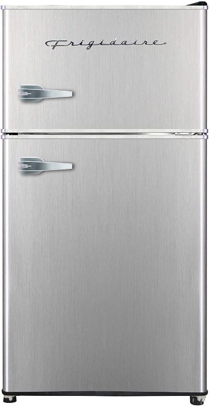 Photo 1 of Frigidaire EFR341, 3.2 cu ft 2 Door Fridge and Freezer, Platinum Series, Stainless Steel, Double
DAMAGED ON TOP BACK LEFT CORNER.