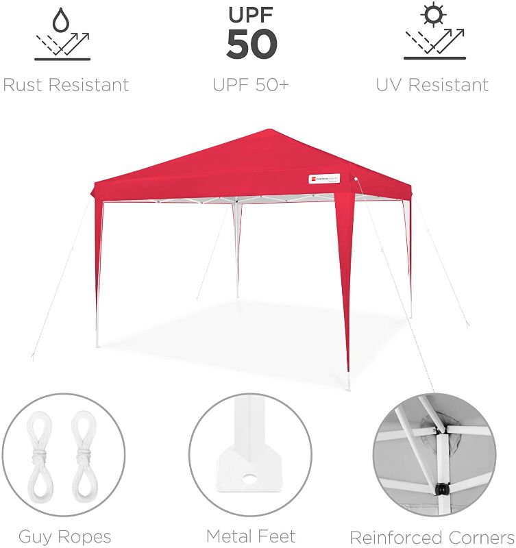 Photo 1 of 10x10ft Outdoor Portable Lightweight Folding Instant Pop Up Gazebo Canopy Shade Tent w/Adjustable Height, Wind Vent, Carrying Bag - Red