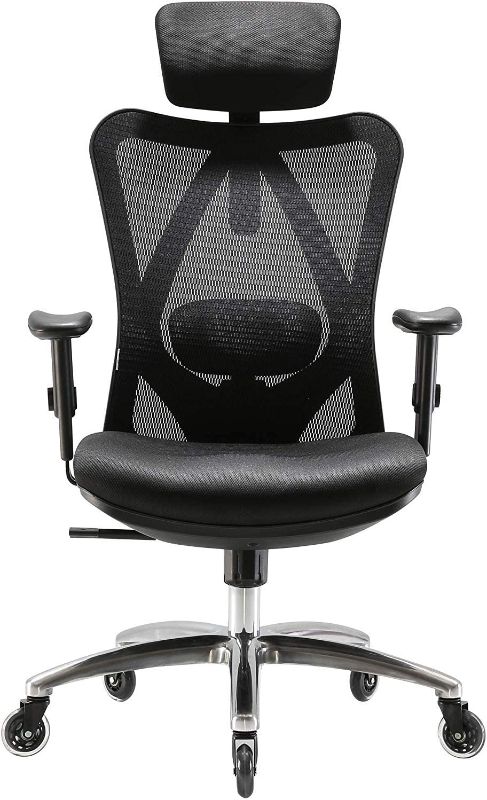 Photo 1 of  Ergonomics Office Chair Mesh Computer Desk Chair,Adjustable Headrests Chair Backrest and Armrest's Mesh Chair (Black)