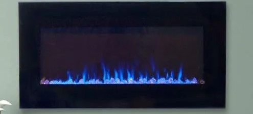 Photo 1 of 36 in. LED Fire and Ice Electric Fireplace with Remote in Black
