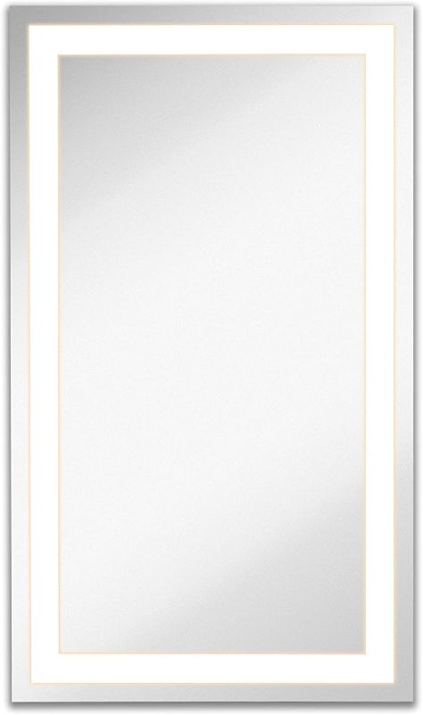 Photo 1 of 
Hamilton Hills Lighted LED Frameless Backlit Wall Mirror | Polished Edge Silver Backed Illuminated Frosted Rectangle Commercial Grade Vanity or Bathroom Hanging Rectangle Vertical Mirror (21" x 36")
