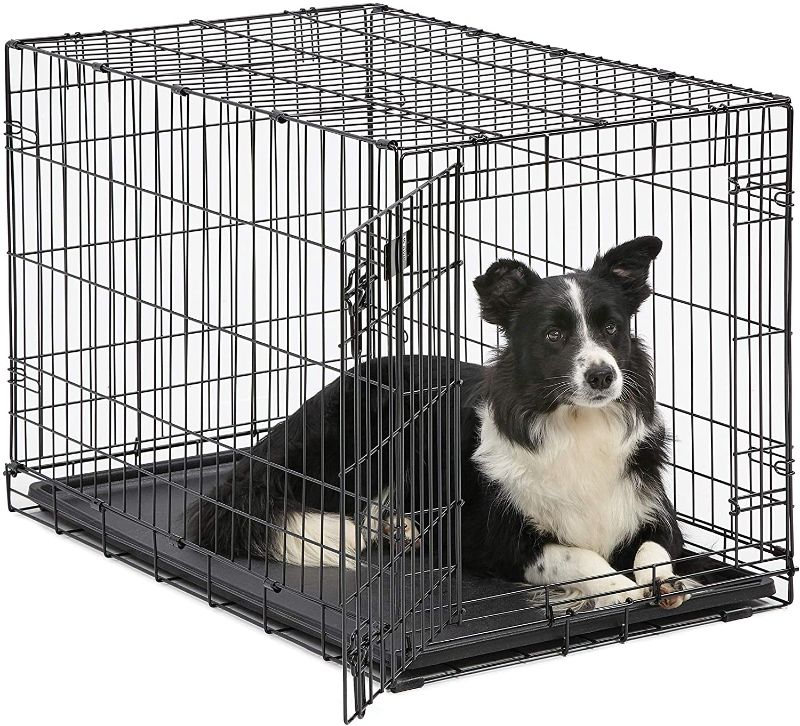 Photo 1 of Amazon Basics Single Door Folding Metal Dog Crate Kennel with Tray, 36 x 23 x 25 Inches
