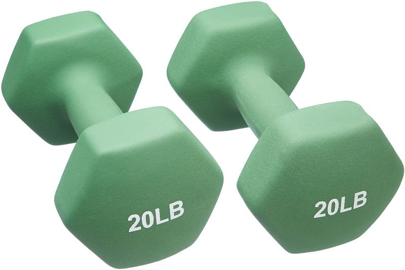 Photo 1 of AmazonBasics Neoprene Dumbbells 20 Pound Light, Green