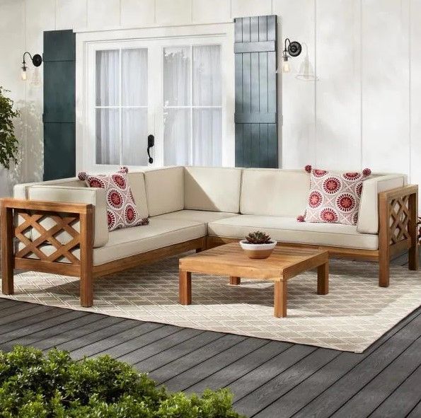 Photo 1 of **BOX 2 OF 2 ** Willow Glen Farmhouse Wood Outdoor Patio Sectional Sofa**item similar to stock photo** 

