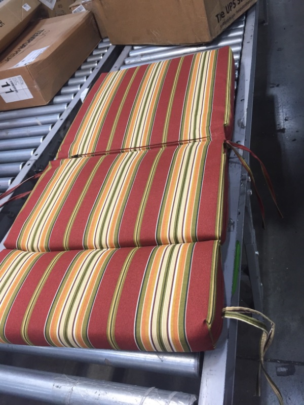 Photo 2 of 19"x40" Spun Polyester Outdoor Squared Seat/Back Chair Cushion, Kingsley Stripe
includes 6 cushions