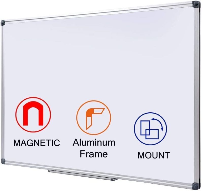 Photo 1 of 48 x 36-in Magnetic Dry Erase Board with Pen Tray Aluminum Frame Portable Wall Large Whiteboard Message Presentation Board for Office and Classroom