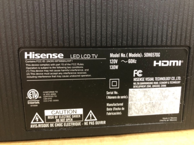 Photo 4 of Hisense 50" Roku 4K UHD HDR Smart TV 
model: 50R6090G
UPC/SKU: 888143008233
Amazon: B089DN8S7C