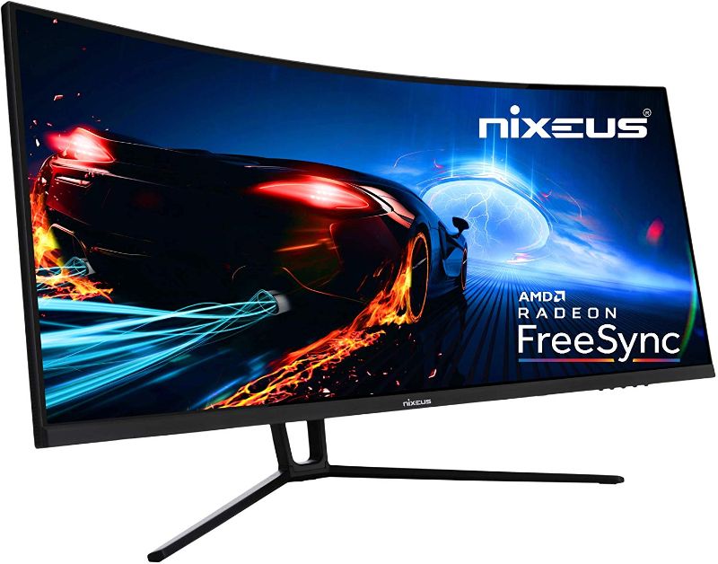 Photo 1 of Nixeus EDG 34” Ultrawide 3440 x 1440 AMD Radeon FreeSync Certified 144Hz 1500R Curved Gaming Monitor with Tilt Only Stand (NX-EDG34S)
