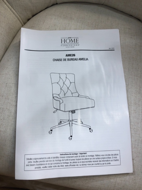 Photo 2 of OSP Home Furnishings Amelia Office Chair, Linen
Amazon: B07QG9TF8Q
UPC/SKU: 090234487791
