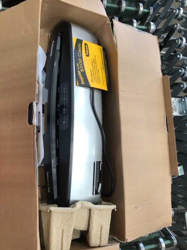 Photo 2 of Fellowes 5736606 Laminator Saturn3i 125, 12.5 inch, Rapid 1 Minute Warm-up Laminating Machine, with Laminating Pouches Kit , Silver, Black
