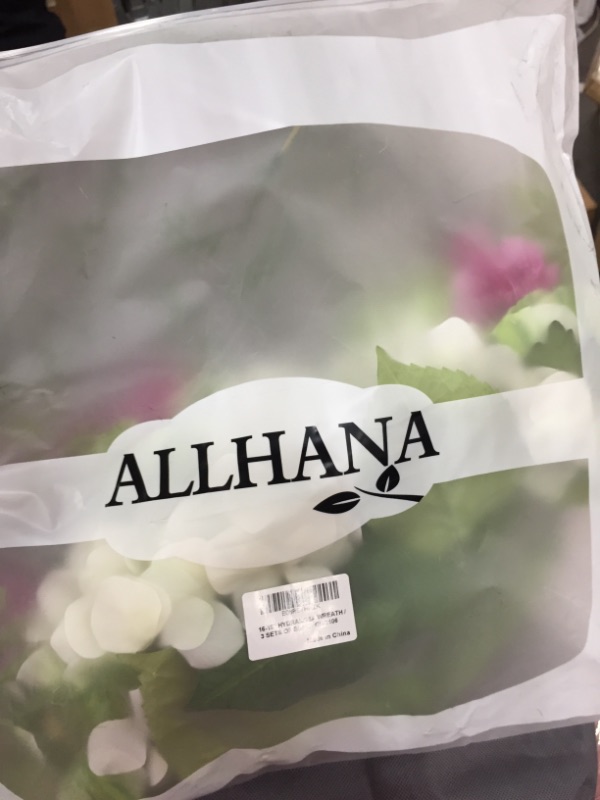 Photo 2 of ALLHANA Spring Wreath for Front Door, 16-18 Inch Artificial White Flowers Green Leaves Summer Hydrangea Wreaths for All Seasons Farmhouse Home Wall Window Decor
