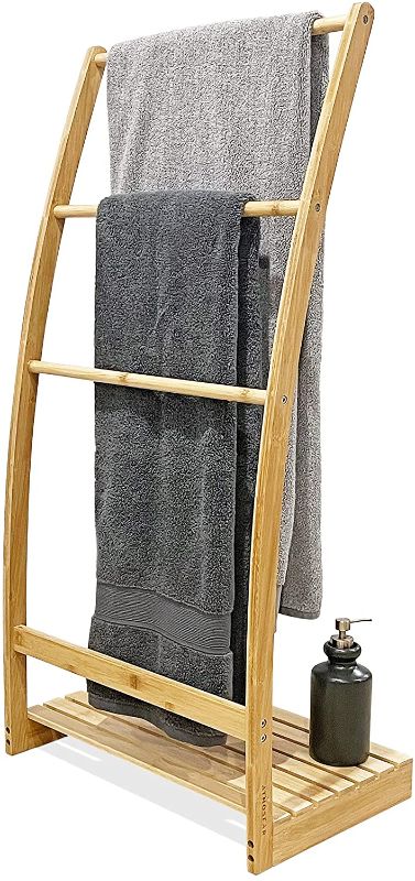 Photo 1 of 40" Bamboo Towel Rack Stand. Quilt Rack Stand or Blanket Rack for Living Room or Bedroom. Extra Tall freestanding Towel Rack for Bathroom Floor. Solid Wood. No MDF.
