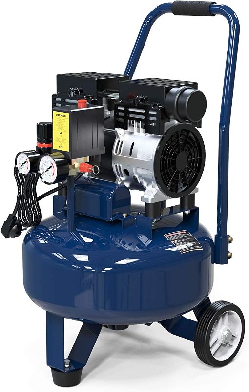 Photo 1 of 4.5 Gallon Ultra Quiet Air Compressor,1.0 HP, 20L Oil-Free Air Tools, Max 116 PSI Pressure, 63 Decibel Long Life Electric Air Compressor W/Wheel for Garage