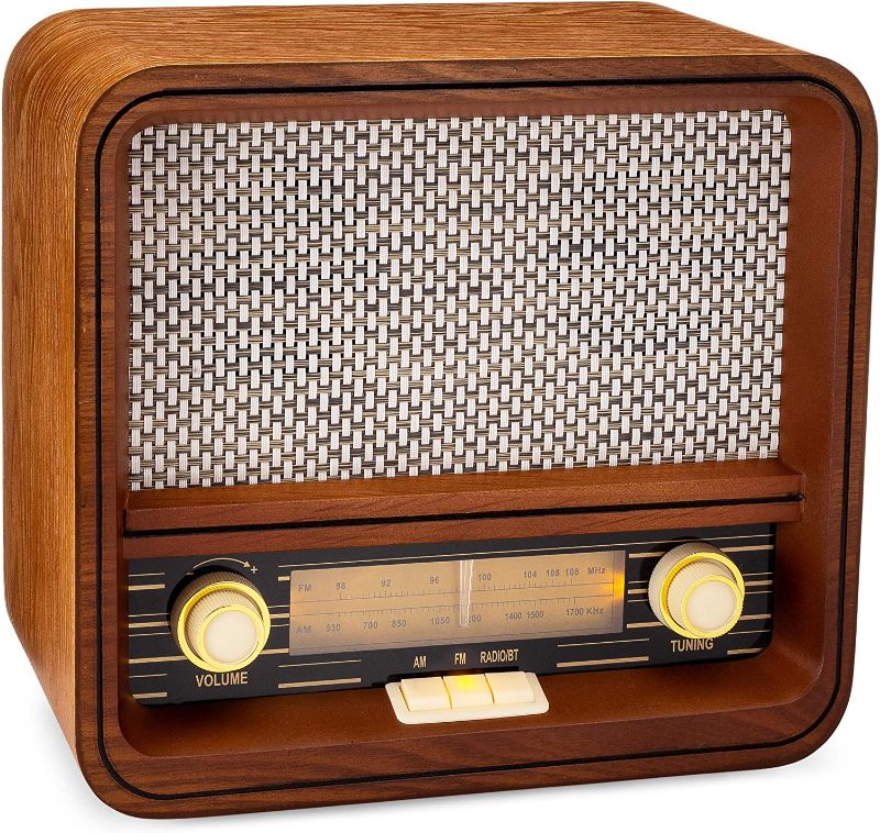 Photo 1 of ClearClick Classic Vintage Retro Style AM/FM Radio with Bluetooth & Aux-in - Handmade Wooden Exterior