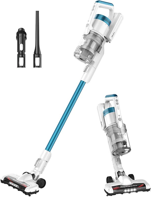Photo 1 of EUREKA RapidClean Pro Lightweight Cordless Vacuum Cleaner, High Efficiency Powerful Digital Motor LED Headlights, Convenient Stick and Handheld Vac, Essential, White