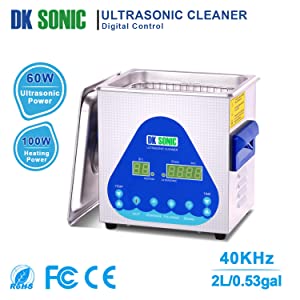 Photo 1 of (MISSING POWER CORD) 
DK SONIC Ultrasonic Cleaner with Digital Timer and Basket for Denture, Coins, Record, Daily Necessaries, Lab Tools, Metal Parts, Carburetor, Brass, Auto Parts, Engine Parts, etc (2.1L, S)
