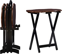 Photo 1 of (scratched surfaces; damaged table ends) Serpentine Folding Tray Tables with Stand, Set of 4, Black and Hazelnut