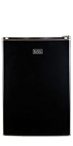 Photo 1 of (DENTED/PUNCTURED DOOR) BLACK+DECKER BCRK25B Compact Refrigerator Energy Star Single Door Mini Fridge with Freezer, 2.5 Cubic Feet, Black
