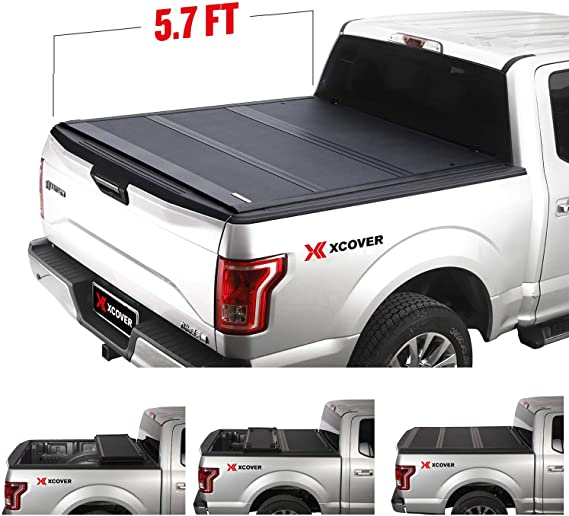 Photo 1 of (DENTED/TORN MATERIAL) 
Xcover Hard Folding Truck Bed Cover, Low Profile Tonneau Cover, Compatible with 2019 2020 2021 Chevrolet Silverado/GMC Sierra 1500 5.7 Ft Bed
