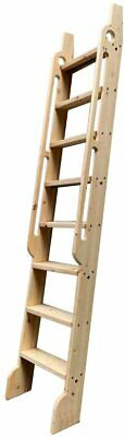 Photo 1 of (unknown size: either 108" or 120"; SCRATCH DAMAGES) 
DIYHD Unfinished Rolling Library Wooden Step Ladder with Glab Handle
