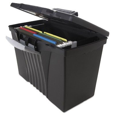 Photo 1 of (SCRATCHED SURFACES) 
Storex Portable File Storage Box w/Organizer Lid Letter/Legal Black 61510U01C