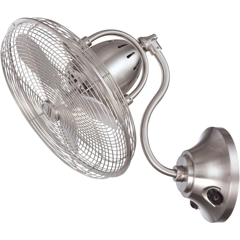 Photo 1 of Litex Industries Le Clerc's 3-Speed 18" Wall-Mount Fan, Brushed Nickel Finish, 3 Aluminum Matte Silver Blades