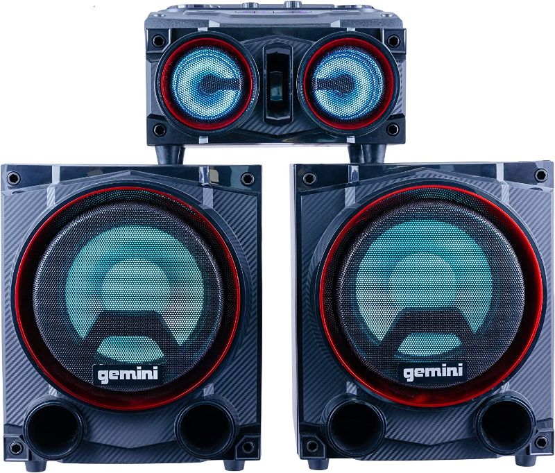 Photo 1 of Gemini Sound GSYS-2000 Bluetooth LED Party Light Stereo System and Home Theater Audio System with 2000W Watts Bookshelf Speakers, Dual 8" Woofers,...
