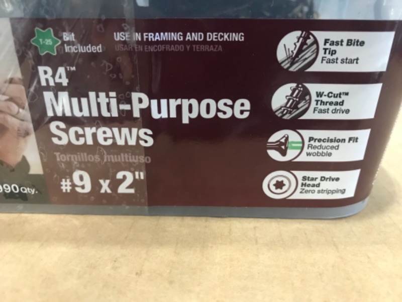 Photo 3 of GRK 120990 R4 T-25 Multi-Purpose Framing/Decking Screws, 9 by 2", Steel, Flat
NOT BOXED!